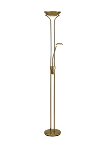 D0826AGB  Brazier 180cm Floor Lamp With USB 2.1 mAh Socket; 20+5W LED; 3000K Touch Dimmer; Aged Brass